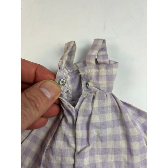 1960s Barbie clone lavender gingham sundress, eyelet tiers, 2-snap back vtg - Picture 4 of 4